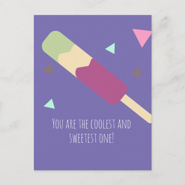 Ice-cream Pop Sweet Birthday Name Postcard (Front)