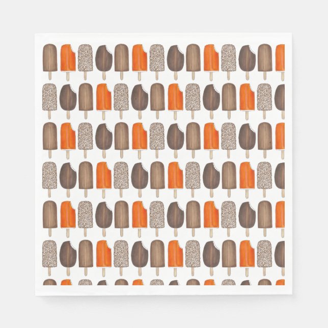 Ice Cream Pops Bars Popsicle Creamsicle Fudge Napkins (Front)