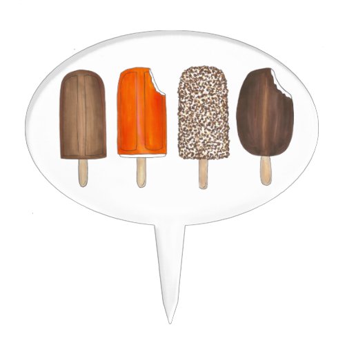 Ice Cream Pops Bars Popsicle Creamsicle Picnic Cake Topper