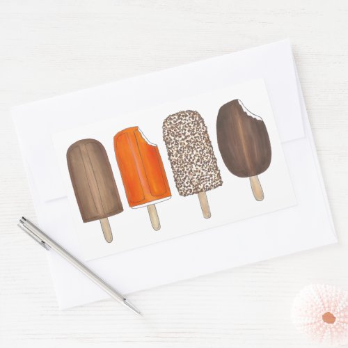 Ice Cream Pops Bars Popsicle Creamsicle Picnic Rectangular Sticker