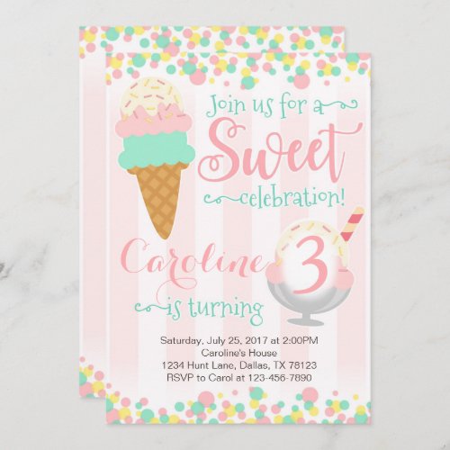 Ice Cream Popsicle Birthday Party Invitation