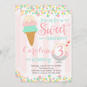 Ice Cream Popsicle Birthday Party Invitation