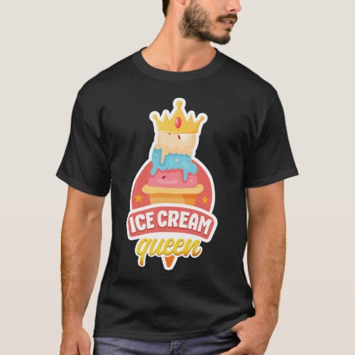 Ice Cream Popsicle Ice Cream Queen Cone Crown T_Shirt