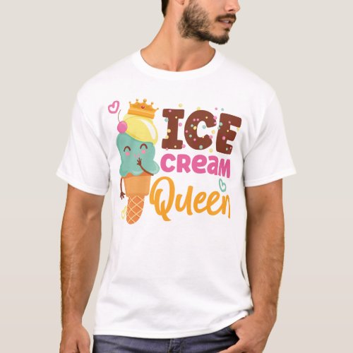 Ice Cream Popsicle Ice Cream Queen Cone Crown T_Shirt