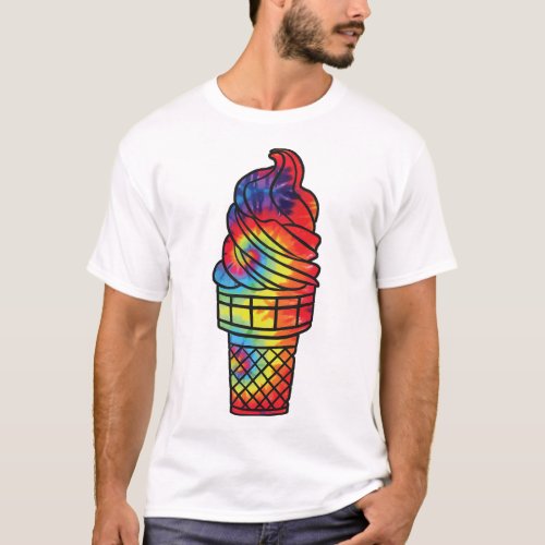 Ice Cream Popsicle Ice Cream Tie Dye Tie Dye Cone T_Shirt