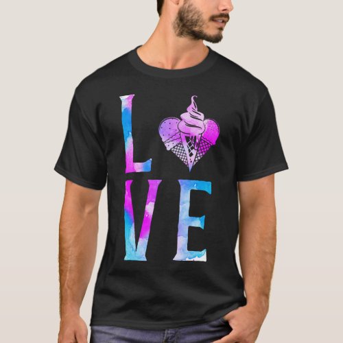 Ice Cream Popsicle Love Watercolor Cone T_Shirt