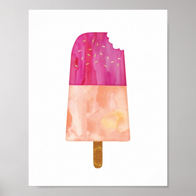 Ice cream popsicle watercolor print poster (Front)