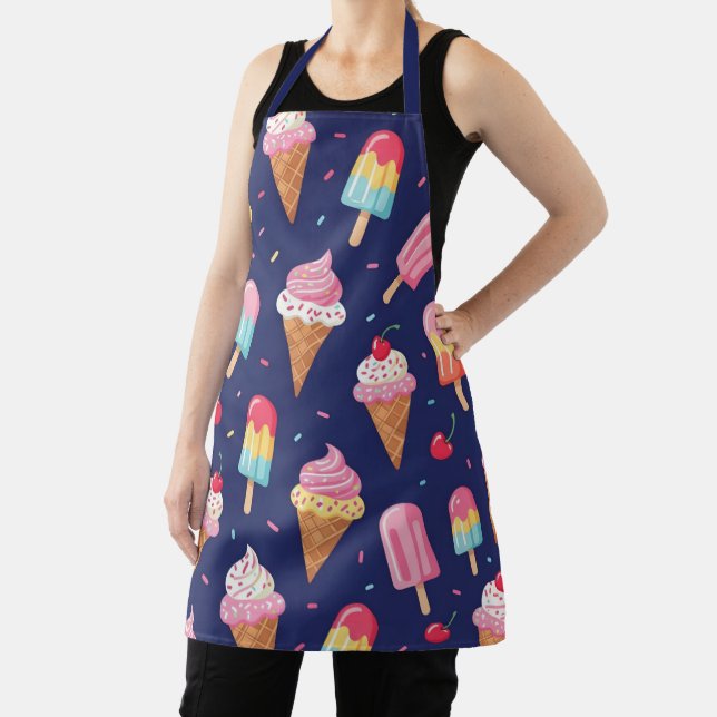 Ice cream, popsicles and cherries pattern apron (Insitu)