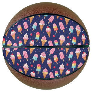 Ice cream, popsicles and cherries pattern basketball