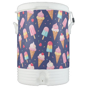 Ice cream, popsicles and cherries pattern beverage cooler