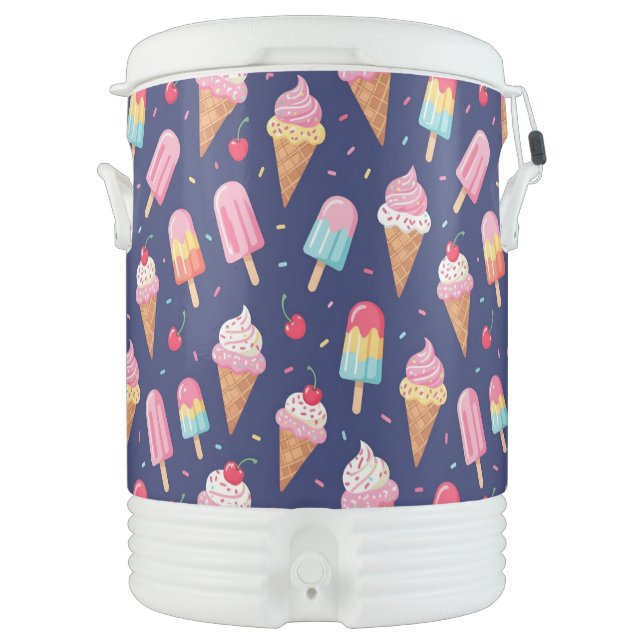 Ice cream, popsicles and cherries pattern beverage cooler (Front)