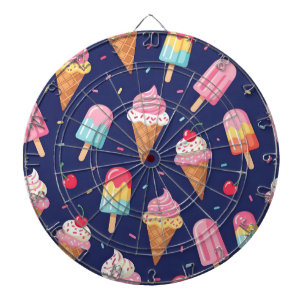 Ice cream, popsicles and cherries pattern dart board