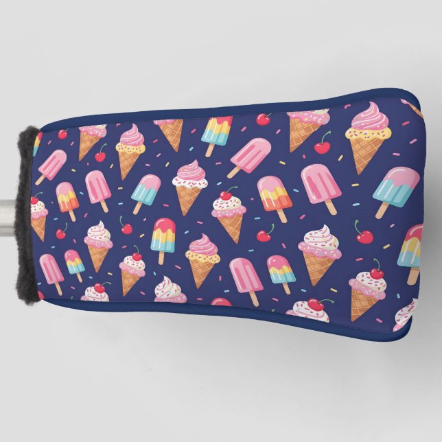 Ice cream, popsicles and cherries pattern golf head cover (Front)