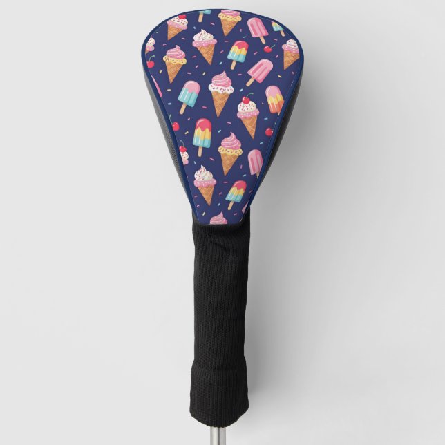 Ice cream, popsicles and cherries pattern golf head cover (Front)