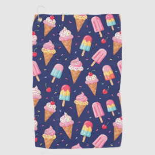 Ice cream, popsicles and cherries pattern golf towel