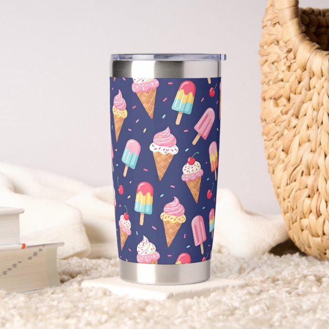 Ice cream, popsicles and cherries pattern insulated tumbler (Living Room)