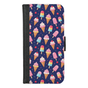 Ice cream, popsicles and cherries pattern iPhone 8/7 wallet case