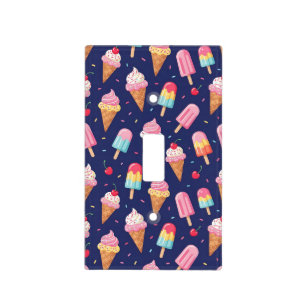 Ice cream, popsicles and cherries pattern light switch cover