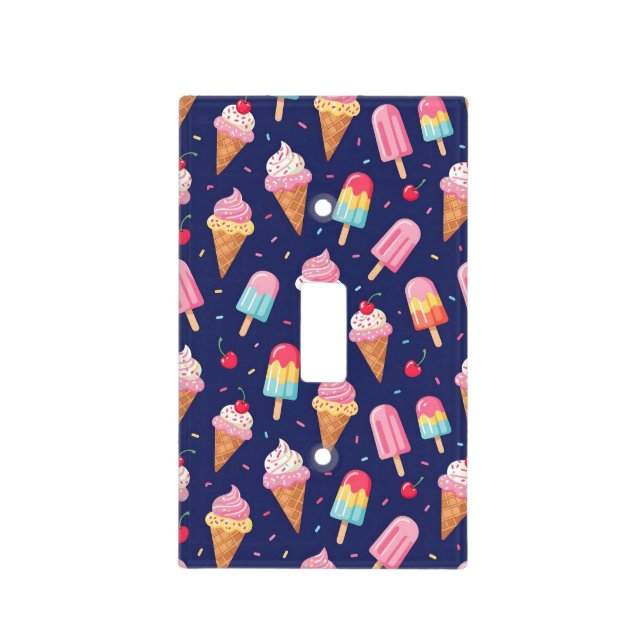 Ice cream, popsicles and cherries pattern light switch cover (Front)