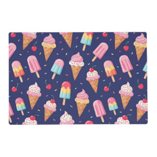 Ice cream, popsicles and cherries pattern placemat