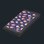Ice cream, popsicles and cherries pattern trifold wallet<br><div class="desc">Pattern on blue background with creamy ice cream and popsicles,  cherries and confetti floating around. Cute whimsical food design.</div>