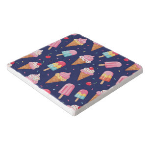 Ice cream, popsicles and cherries pattern trivet