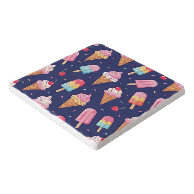 Ice cream, popsicles and cherries pattern trivet (Corner)