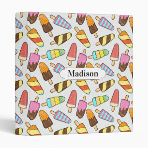 Ice Cream Popsicles Pattern custom name binders