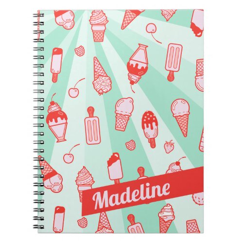 Ice Cream Print Personalized Spiral Notebook