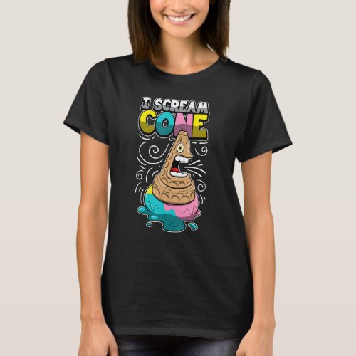 Ice Cream Pun Funny Traffic Cone Driver Safety Sig T_Shirt