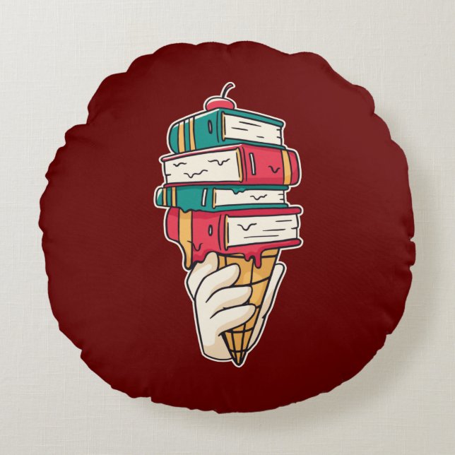 Ice Cream Pun Round Pillow (Front)