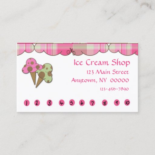 Customizable Ice Cream Punch Card Business Cards