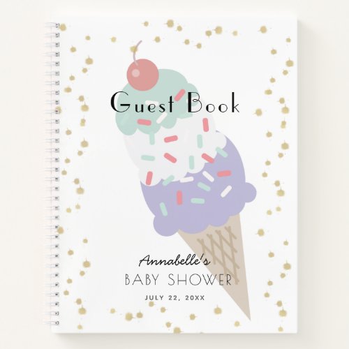 Ice Cream Purple Baby Shower Guest Book
