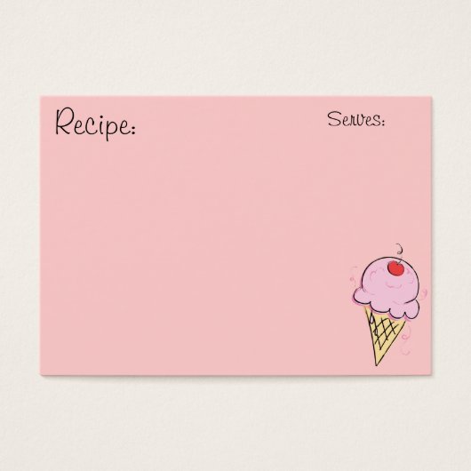 Ice Cream Recipe Cards (Front)