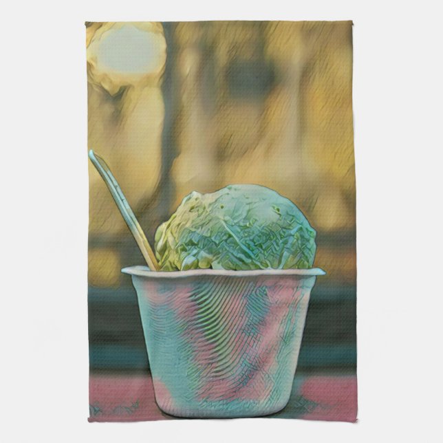 Ice cream recipe kitchen towel (Vertical)
