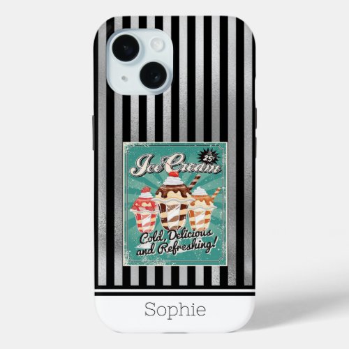 Ice Cream Retro Samsung  iPhone 15 Case