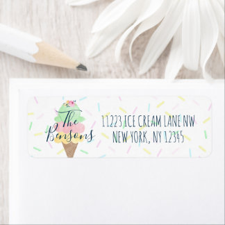 Ice Cream Return Address Sticker Labels