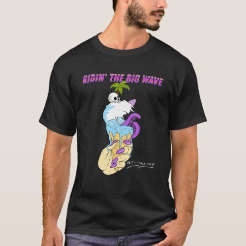 Ice Cream Riding The Big Wave Surfer Cool Surfing  T_Shirt