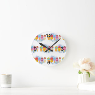 ice cream round clock