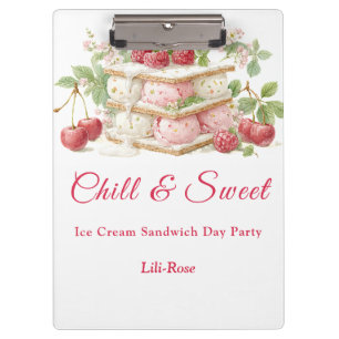 Ice Cream Sandwich Day Watercolor Clipboard