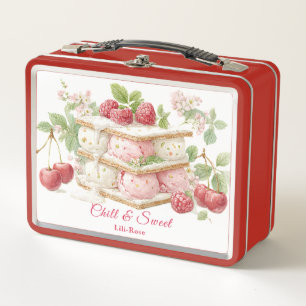 Ice Cream Sandwich Day Watercolor  Metal Lunch Box