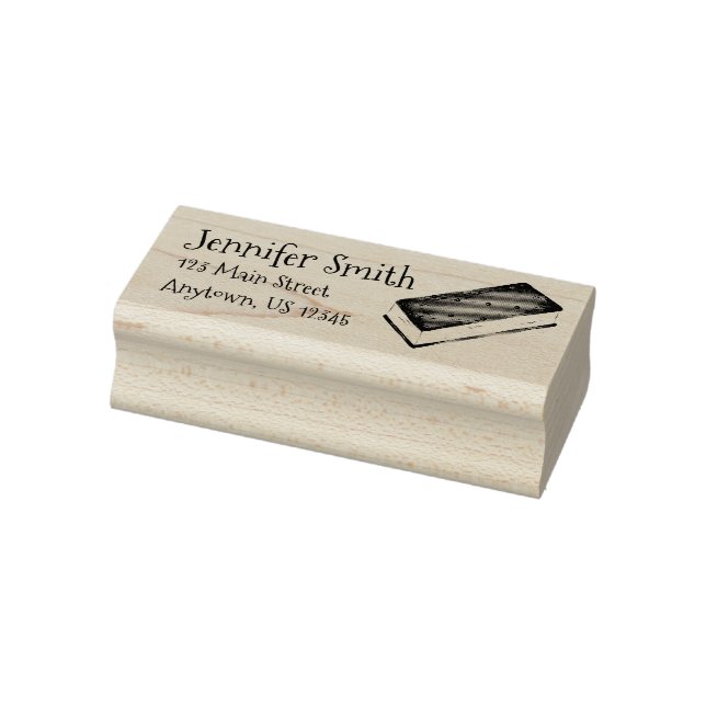 Ice Cream Sandwich Foodie Personalized Address Rubber Stamp (Stamp)