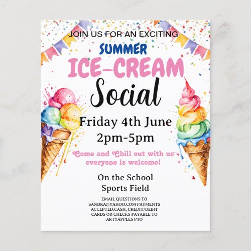 Ice_cream school Party fundraiser Flyer