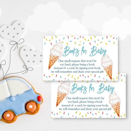 Ice cream scoop baby shower book request enclosure card