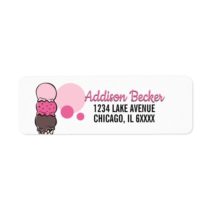 Ice Cream Scoop Birthday Address Label Zazzle