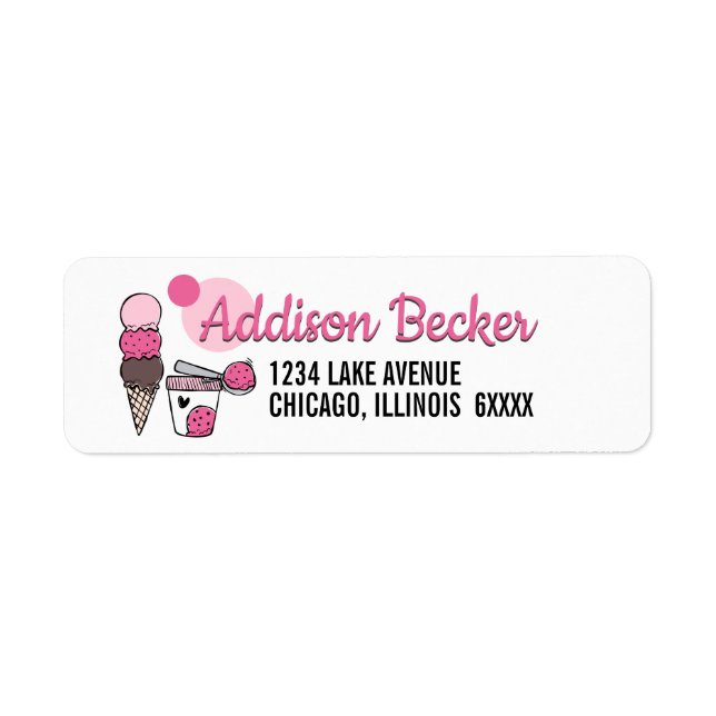 Ice Cream Scoop Birthday Address Label (Front)