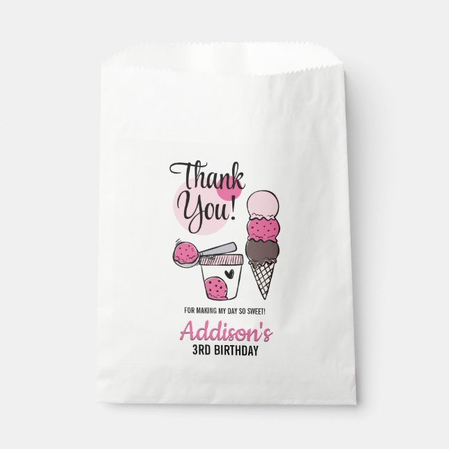 Ice Cream Scoop Birthday Party Favor Bags (Front)
