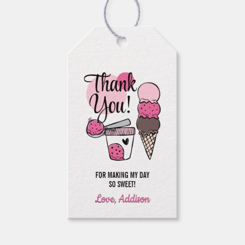 Ice Cream Scoop Birthday Party Gift Tag