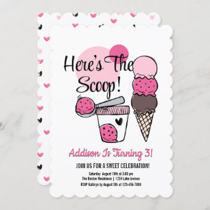 Ice Cream Scoop Birthday Party Invitation