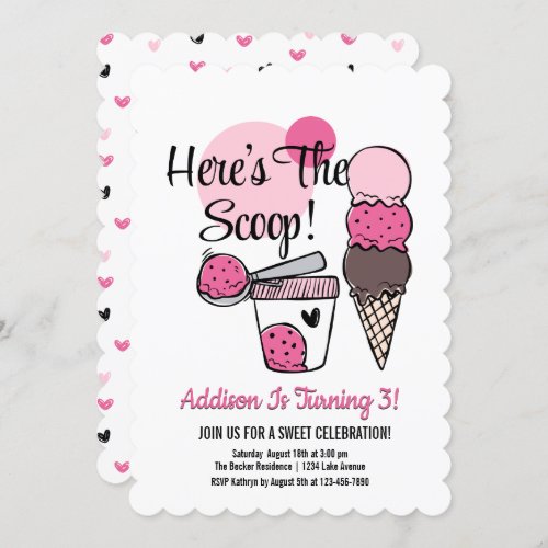 Ice Cream Scoop Birthday Party Invitation